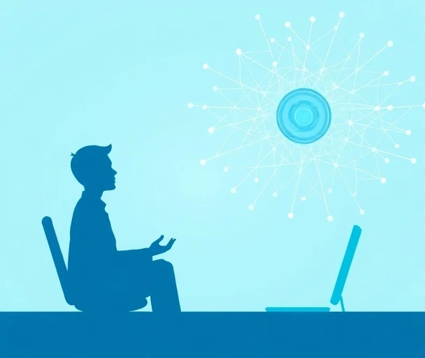 Человек общается с ИИ-ботом